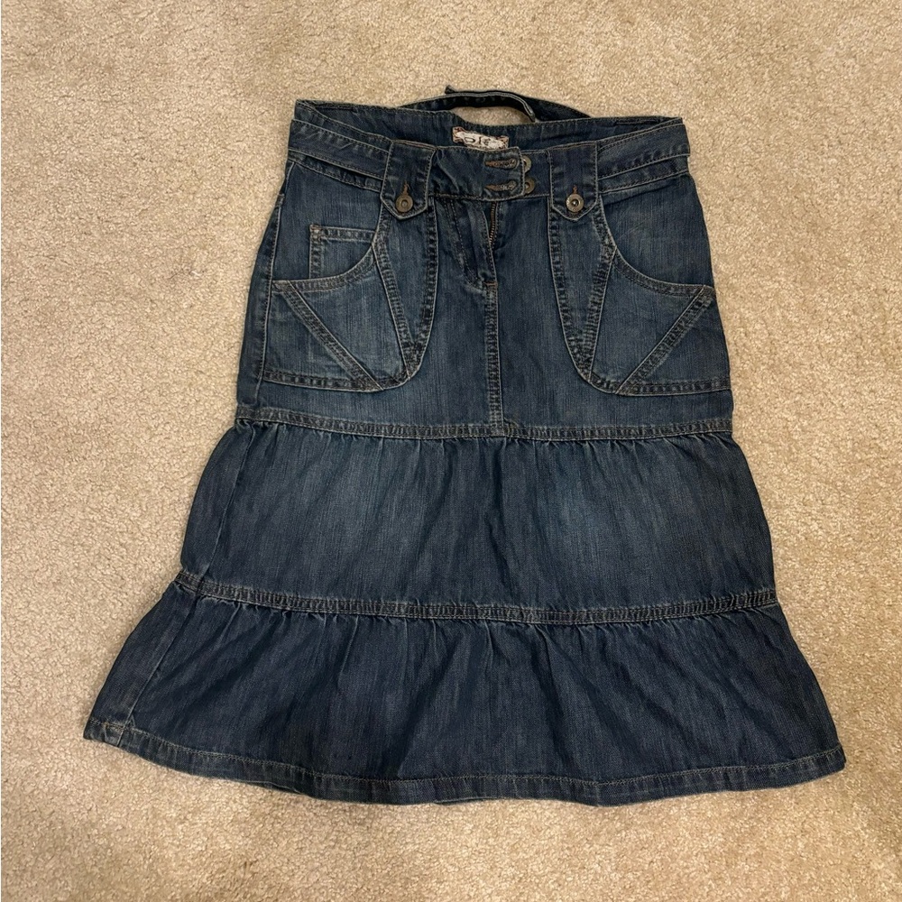 Denim Tiered Skirt